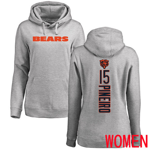 Chicago Bears Ash Women Eddy Pineiro Backer NFL Football 15 Pullover Hoodie Sweatshirts